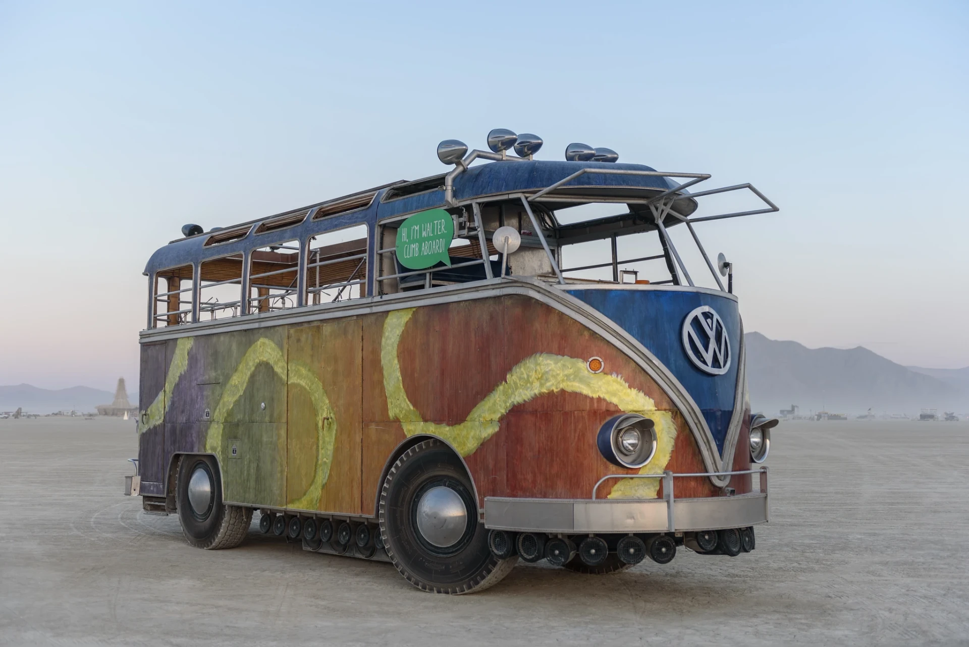 Walter — mutant vehicle at Burning Man (reference, not built by Rambazamba)